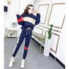Suit Women's Autumn and Winter Fashion Small Fresh Loose High-waisted Sweatshirt Women's Thickened and Velvet Sports Two-piece Set