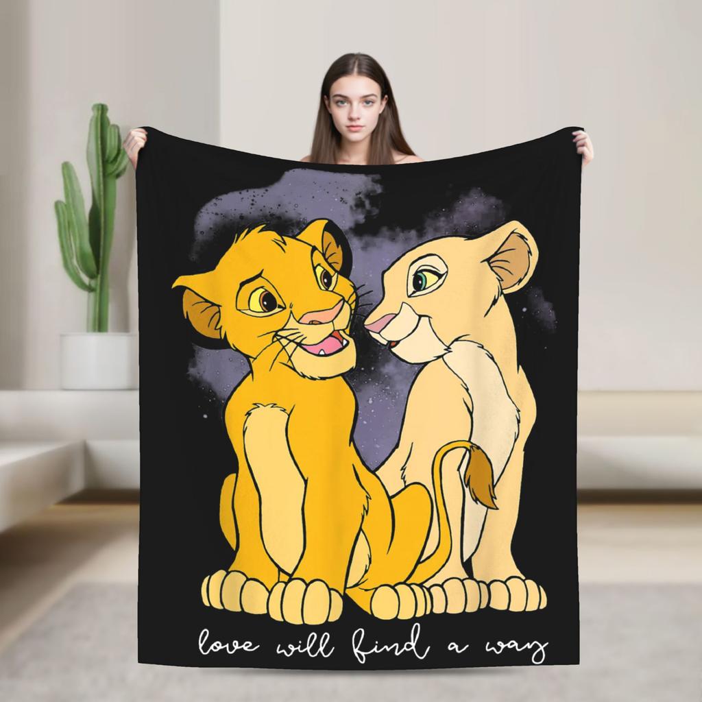 Simba Le Roi Lion Housse de Couverture Anime Couvertures Jetées en Flanelle Literie Canapé Portable Doux Chaud Couvre-lits
