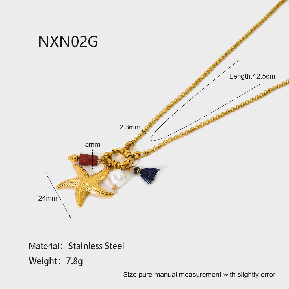 

Летняя серия 2024 года «Океан»: Ожерелье-подвеска с кисточкой в виде морской звезды с покрытием из 18-каратного золота для женщин