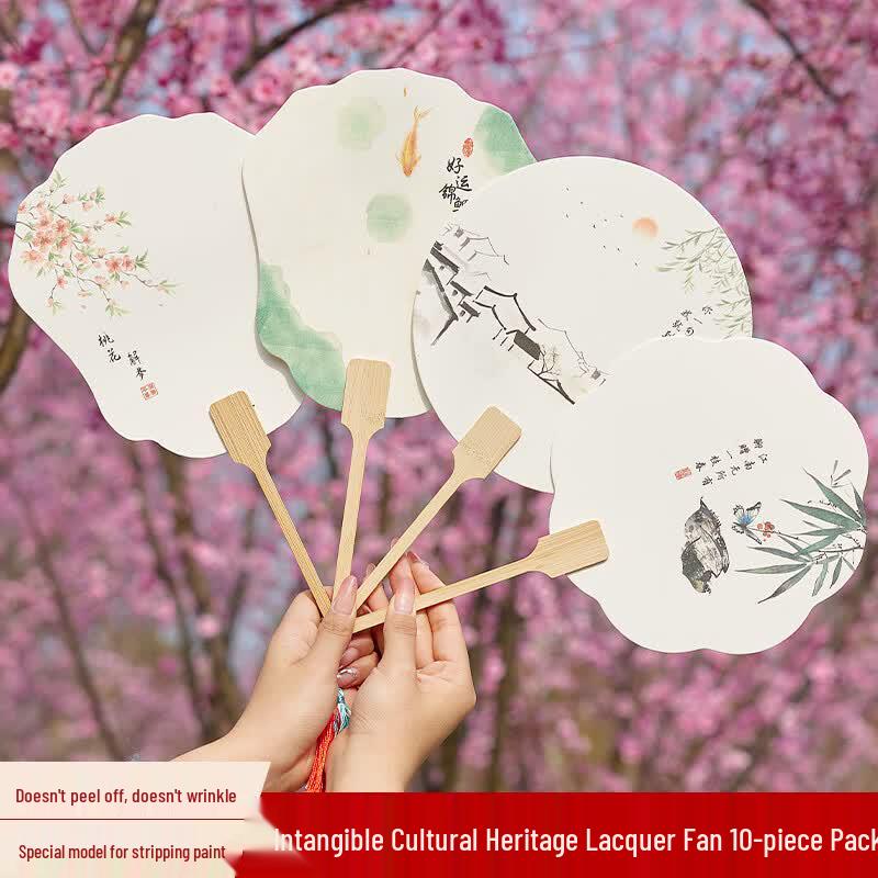 DIY Intangible Heritage Floating Lacquer Round Fan Kit, 50-Pack