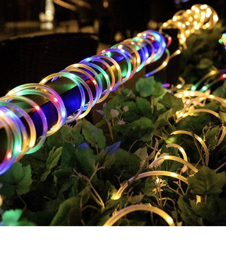 Solar LED Colorful Tube String Lights - Waterproof Courtyard & Garden Decoration