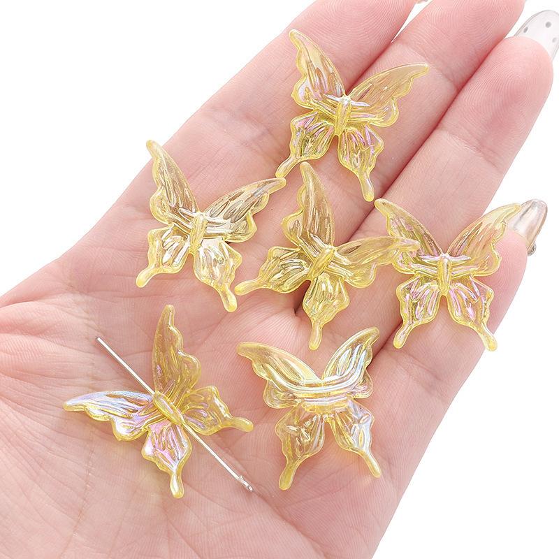 20pcs AB Double Color Butterfly Accessories DIY For Women Sweet Hair Ornament Rainbow Headwear Necklace Bracelet Jewelry Making