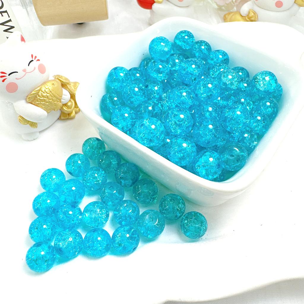 10mm Crackle Glass Round Beads, Loose Spacer Beads DIY Accessories for Bracelet Making 50pcs