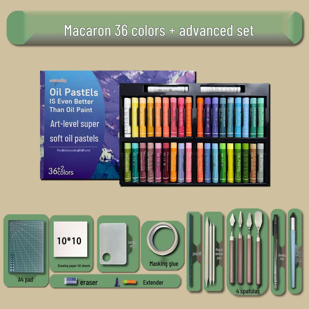 48-Color Super Soft Oil Pastels Set with Scraper - Child's Painting Kit