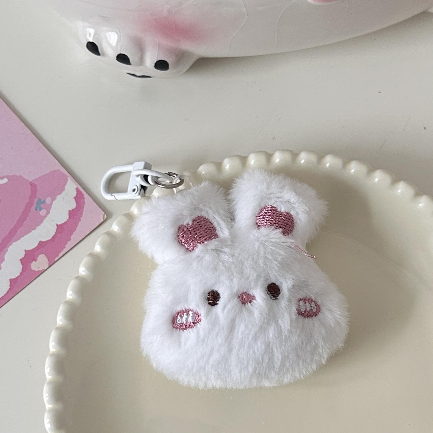

Cartoon Plush Keychain: Cute Rabbit, Panda, Pig Fluffy Pendants for Girl s Schoolbag Decoration