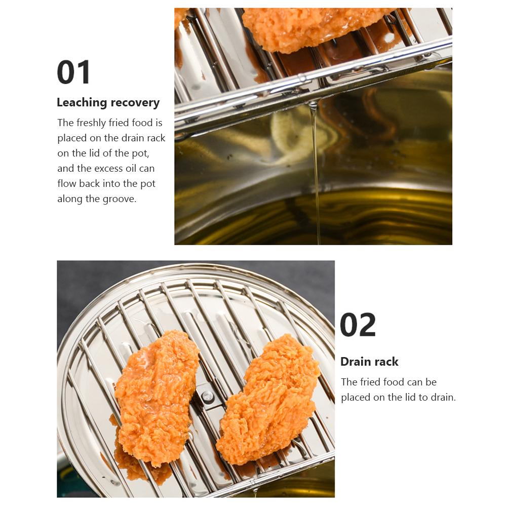 Stainless Steel Deep Fryer Deep Fryer Pot Thermometer Stainless Steel Cover Filter