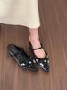 Silver word with bag head half slippers women's outer wear 2025 new inner height increase bow Mary Jane single shoes