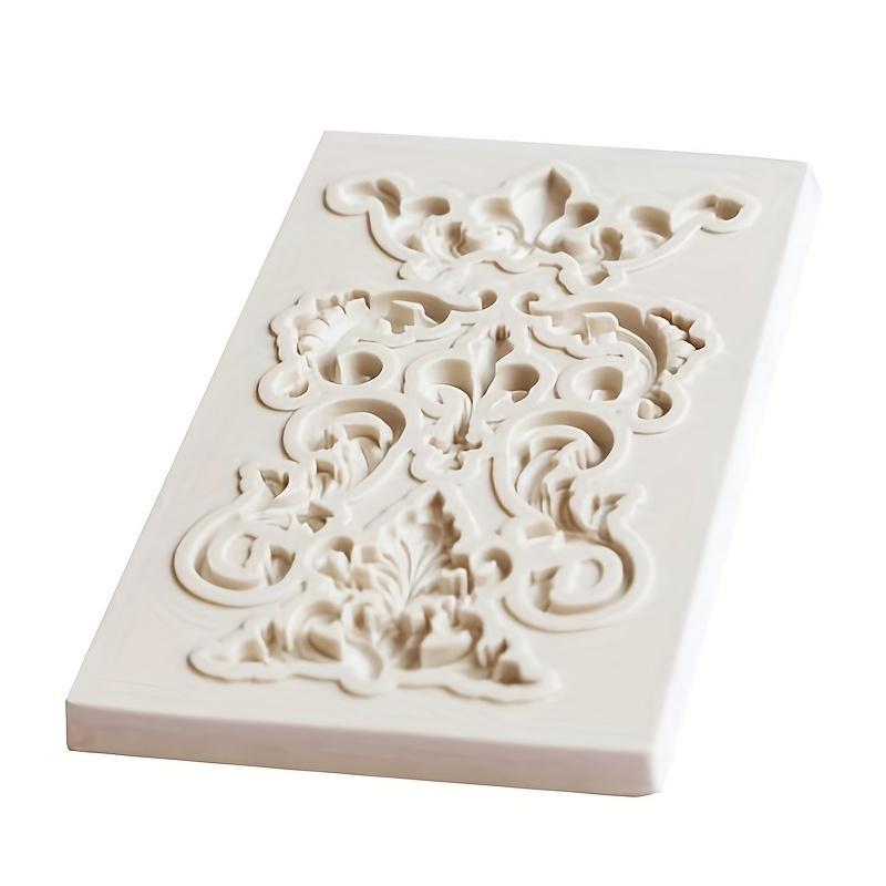 1 pz. Stampo in silicone casuale con motivo floreale vintage, stampo in silicone con rilievo europeo per fai da te