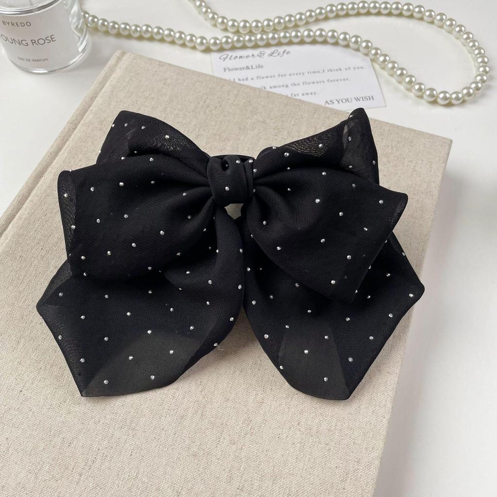 Elegant Korean Fairy Sequin Bow Hairpin - Multi-Layered Spring Clip for Women