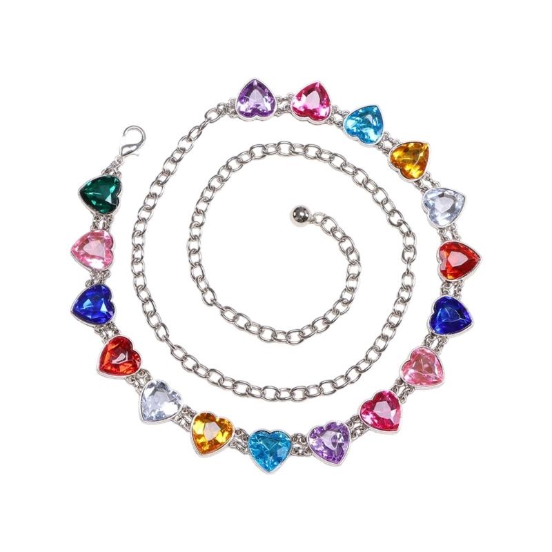 Colorful Waist Belt Stylish for Stage Dance Music Festival Jeans Dress Belt Body Jewelry Chain Belly Dance