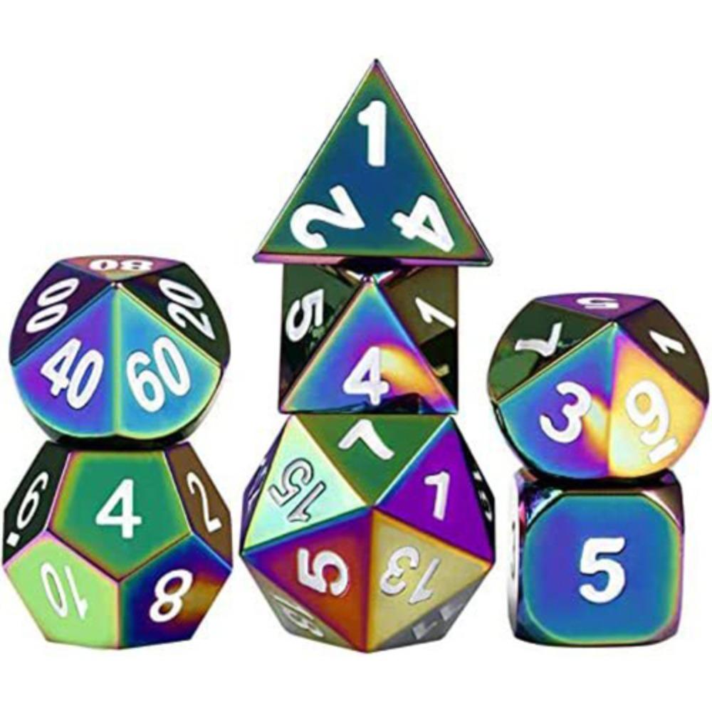 New Metal Metal Dice Set D4 D6 D8 D10 D12 D20 Multicolor Polyhedral Dice Polyhedral Sharp Corner Dice Gift