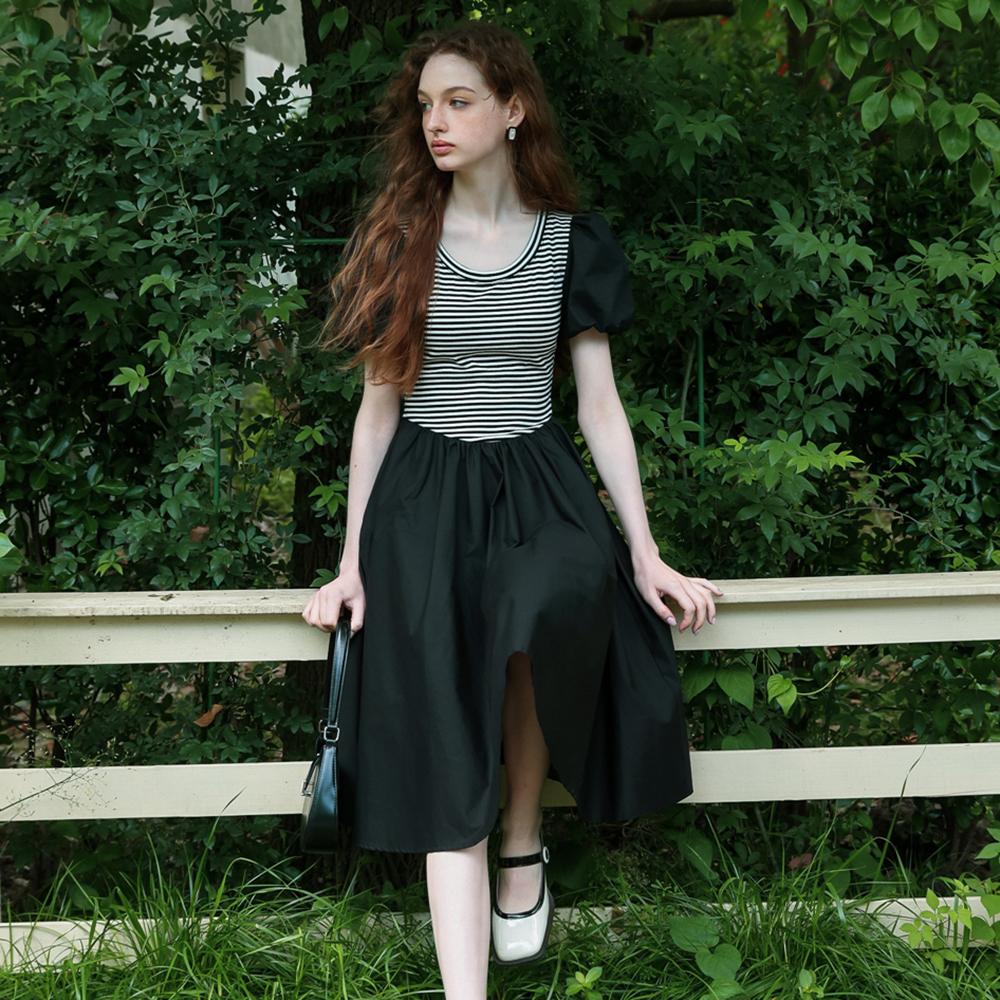 Ceme Adu Cest_French Stripe Contrast Dress