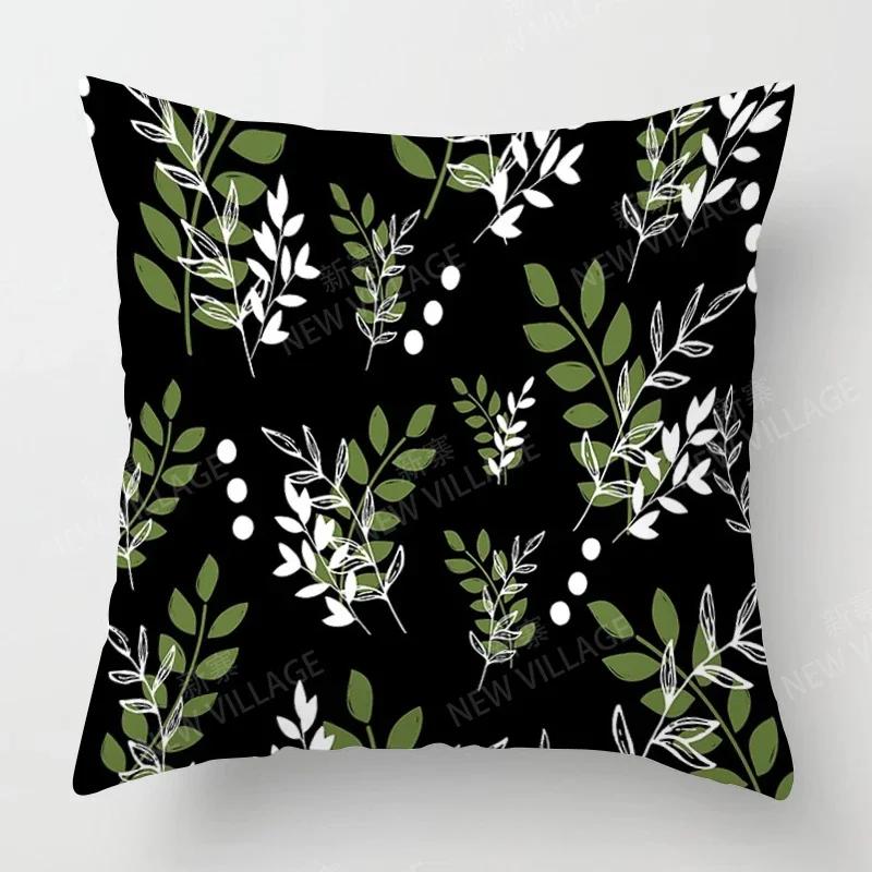 Nordic Fall Home Decor Autumn Throw Pillow Case Sofa Cushion Cover Modern 45x45cm 50x50 60x60cm 40*40cm Leaf Plant Green