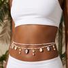 Summer Beach Shell Waist Chain For Women Bohemia Double Layer Starfish Conch Beaded Belly Chain Vacation Bikini Body Jewelry