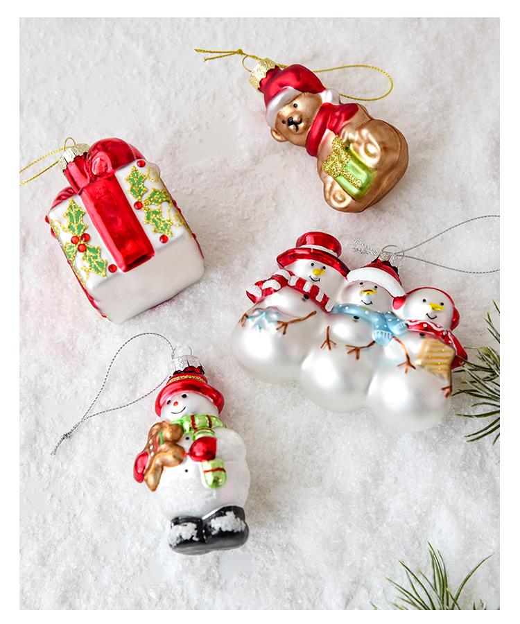 NUCHI Glass Christmas Ornaments: Santa, Snowman, Tree & Colored Balls Decorations