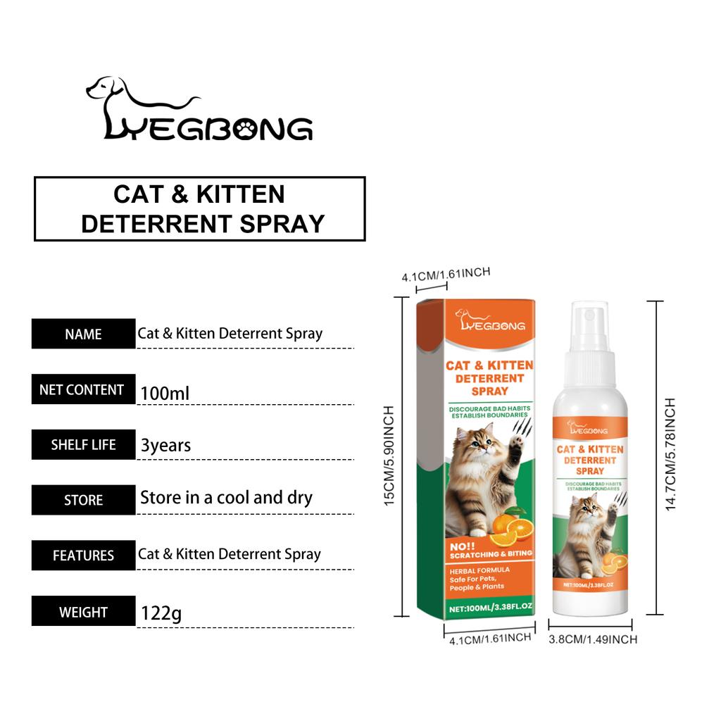 Yegbong Cat Behavior Correction Spray Gentle Formula Stop Cat Scratch Bite Damage Multisurface Application For Home Furniture