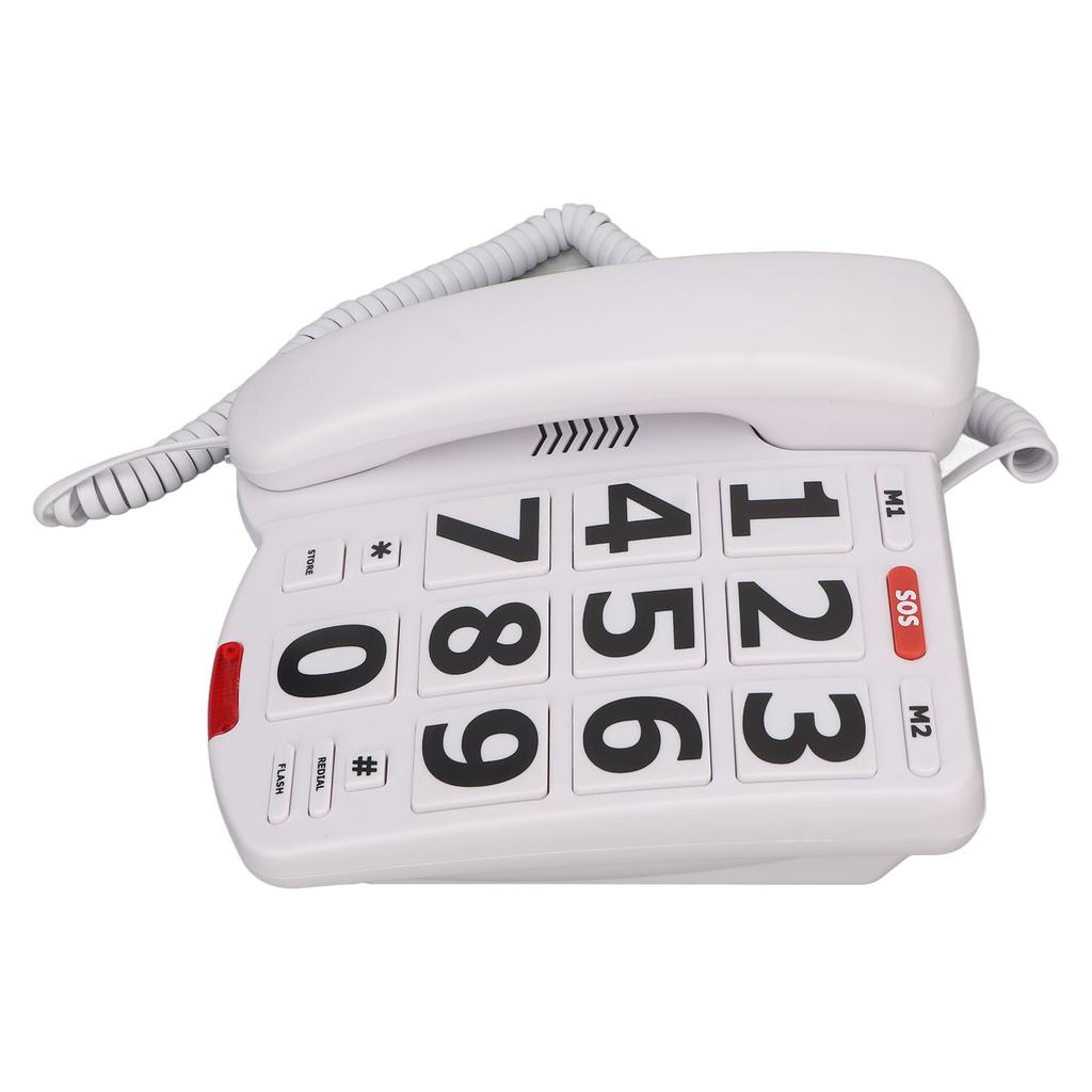 Big Button Phone Simple Classic Adjustable Volume Home Landline Phones for Seniors White