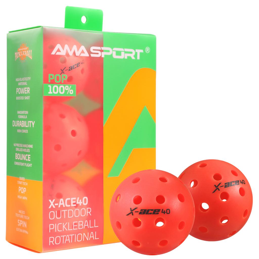 AMASPORT Pickleball Bälle X-ACE40 Professionelle Offizielle Pickleball Bälle Hoher Rückprall & Hohe Sichtbarkeit für Outdoor-Spiele