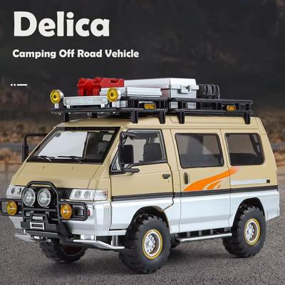 Simulation 1/24 Mitsubishi Delica Alloy Camping Off-road Vehicle Model Die-cast Toy Car Children Boy Birthday Gift Miniature Car Collection