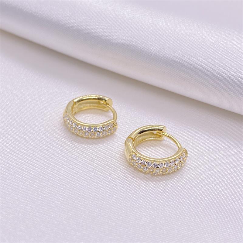 Klassische vergoldete S925 Sterling Silber Zirkon dreireihige Diamantohrringe für Damen