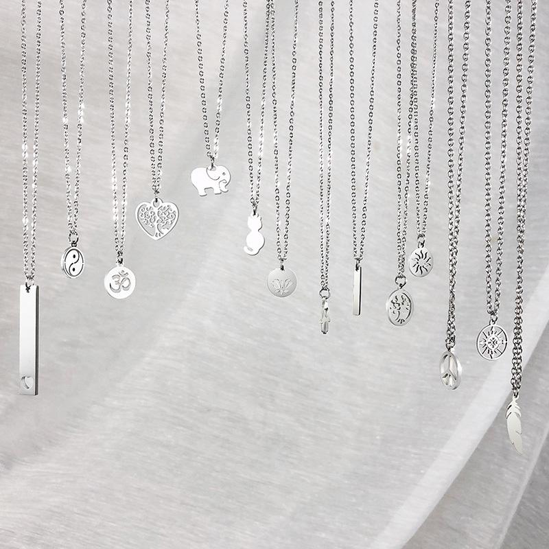 Vnox Einfache Lässige Halsketten für Männer Frauen,Edelstahl Feder Geometrischer Stab Münz Anhänger,Unisex Minimalistisch Schick Halsband