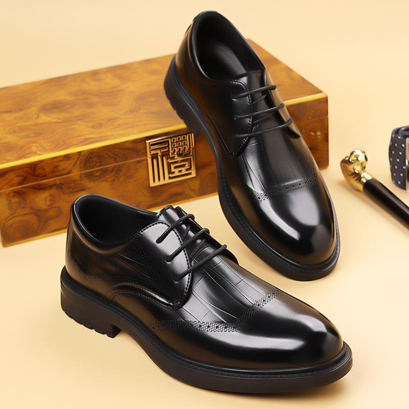 New High-quality Leather Comfortable Oxford Shoes Men's Retro Lace Up Business Elegant Minimalist Business Casual Leather Shoes