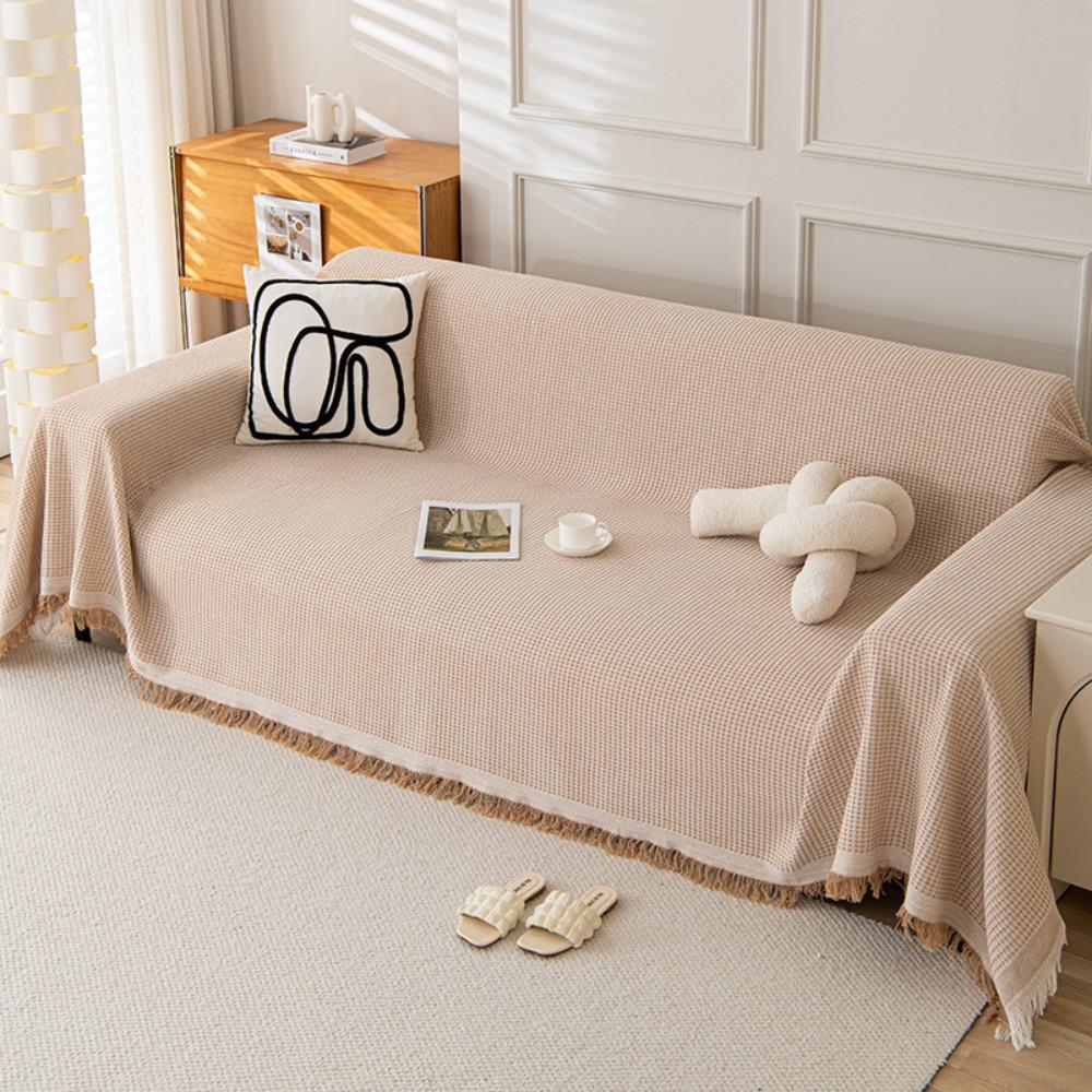 Cotton Gauze Sofa Cover Full Coverage Simple One Piece Blanket Universal All Season Couch Slipcover