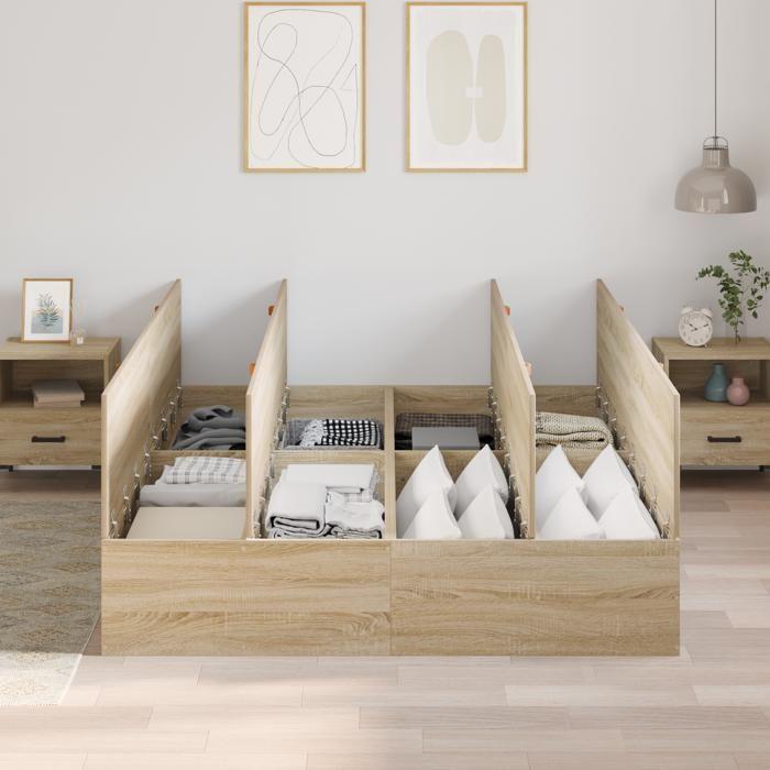 Cadre de lit de rangement vidaXL en Chêne Sonoma 160x200 cm 3335391