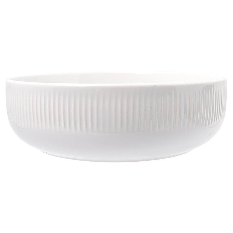 Light Luxury High-End Sense Solid Color Ceramic Deep Plate Household Vegetable Plate Design Sense Vertical Pattern Plate Versatile Large Plate Kitchen