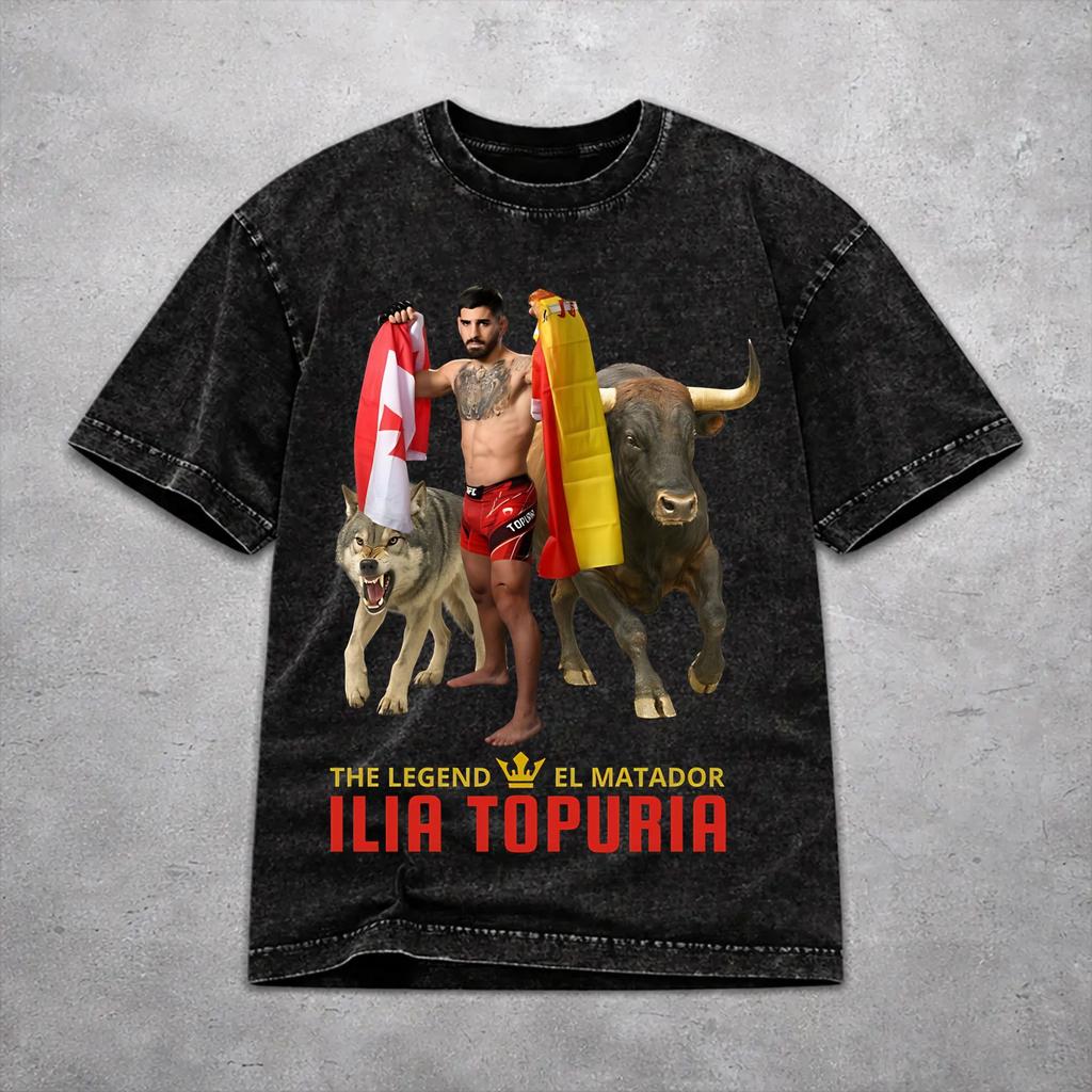 Stylish Women Men 2026 El Matador Ilia Topuria Tee Shirt Oversize Washed  T Shirts Outfits