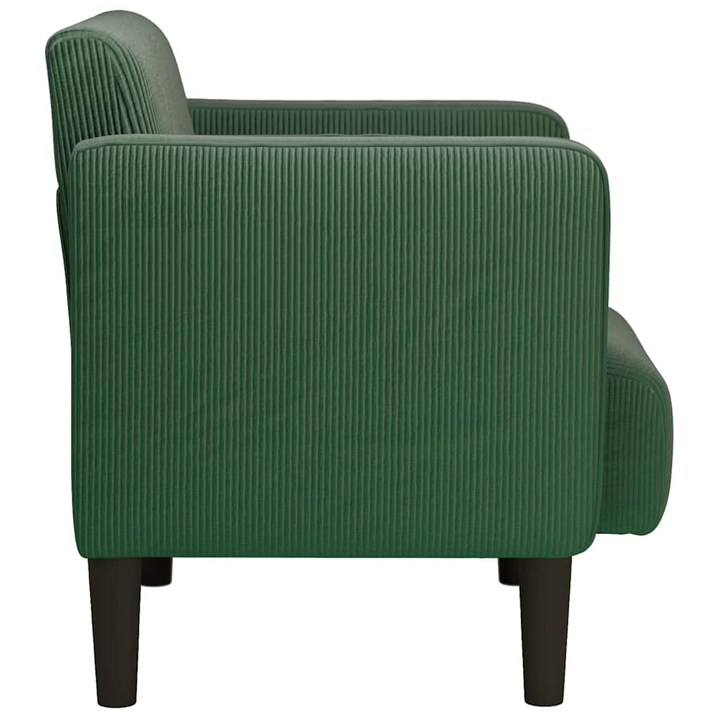 Armchair with Armrests Dark Green 54 Cm Cord Fabric