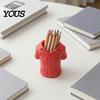 Bright Red Desk Decor 3D Printed Shirt-Shaped Pen Holder, Creative Workwear Organizer for Pencils Markers Unique Office Accessory Scissors,