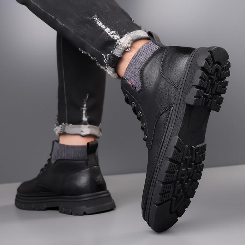 Mode Winter Leder Samt Warme Schneestiefel für Herren Designer Erhöhen Herren Plateau Schuhe Mode Lässig Weichsohlige Herren Stiefeletten