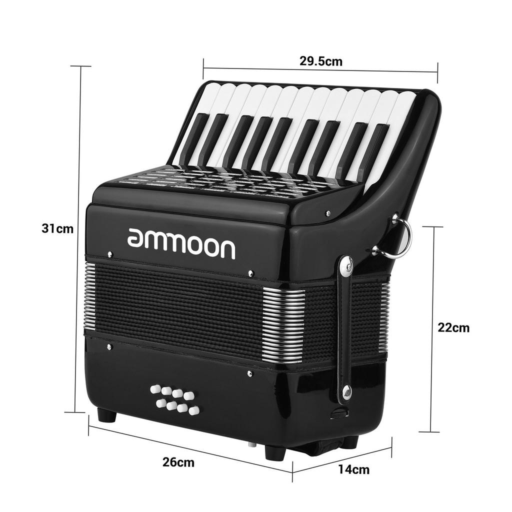 ammoon 22 Keys 8 Bass Piano Accordion with Adjustable Straps Gig Bag Musical Instrument for Kids Beginners