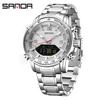 SANDA 6332 Men's Digital Watch Dual Display Multifunction Luminous Alarm Clock Sports Fashion Watches for Man Reloj Hombre