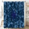Snowflake Blue Bath Shower Curtain Waterproof Decorative Home Textile for Bathroom Dark Navy Floral Pattern
