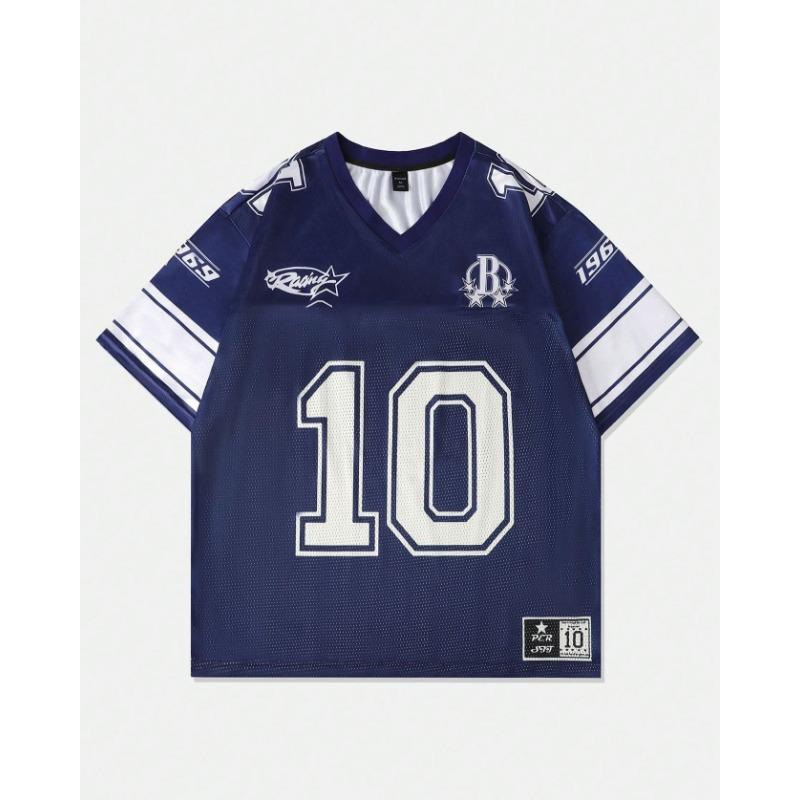 2025 New Men's and Women's Loose T-shirt Comfortable Sports Plus No. 10 Jersey Street Sports Short Sleeves Moto