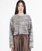 Deumakeu Rainbow Stripe Crop Long Sleeve Knit - Beige