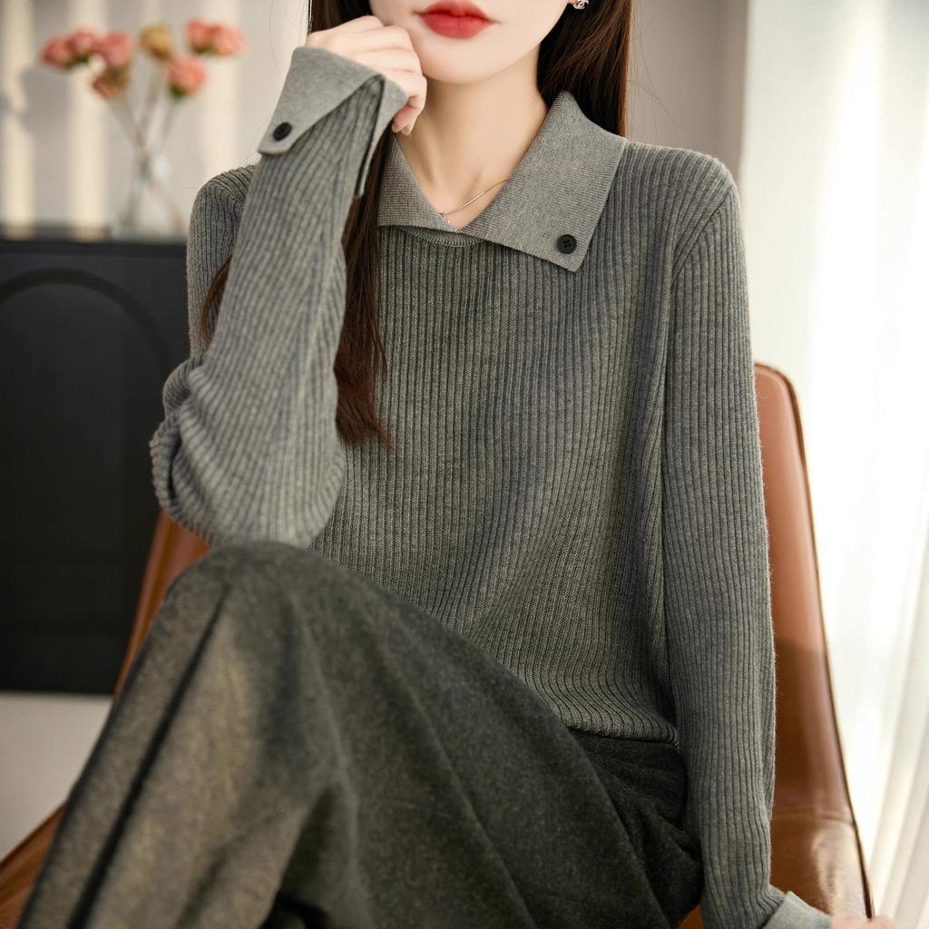 Collarless Long-sleeved Business-style Sweater with Soft and Comfortable Texture, Suitable for All Seasons and Versatile for Various Occasions.