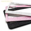 1 Pcs 31cm Stainless Steel Pink Diamond Car License Plate Holder – White & Black, Stylish Auto Accessory