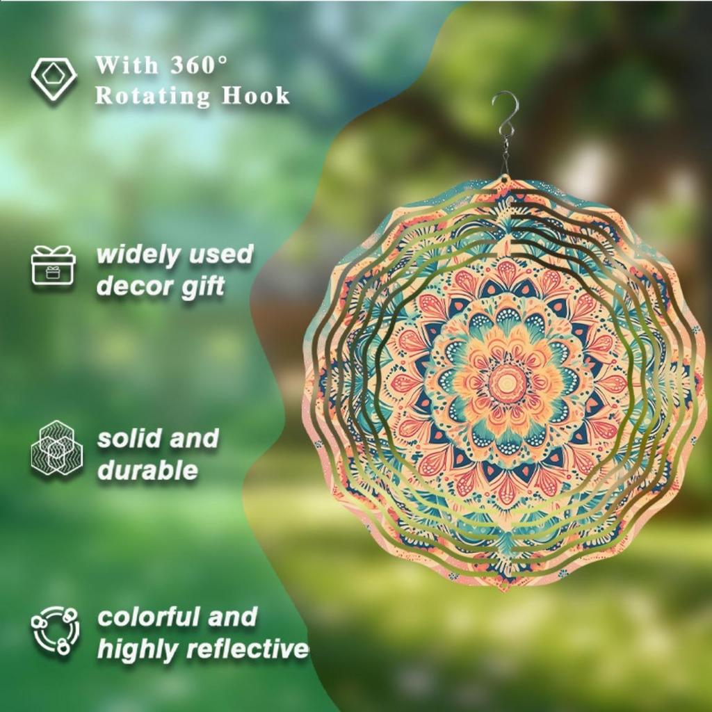 10 Inch Hanging Wind Chime Art Decor for Spring Summer with 360 Rotating Hook Dynamic Design Lively Elegant Gift for Home Garden