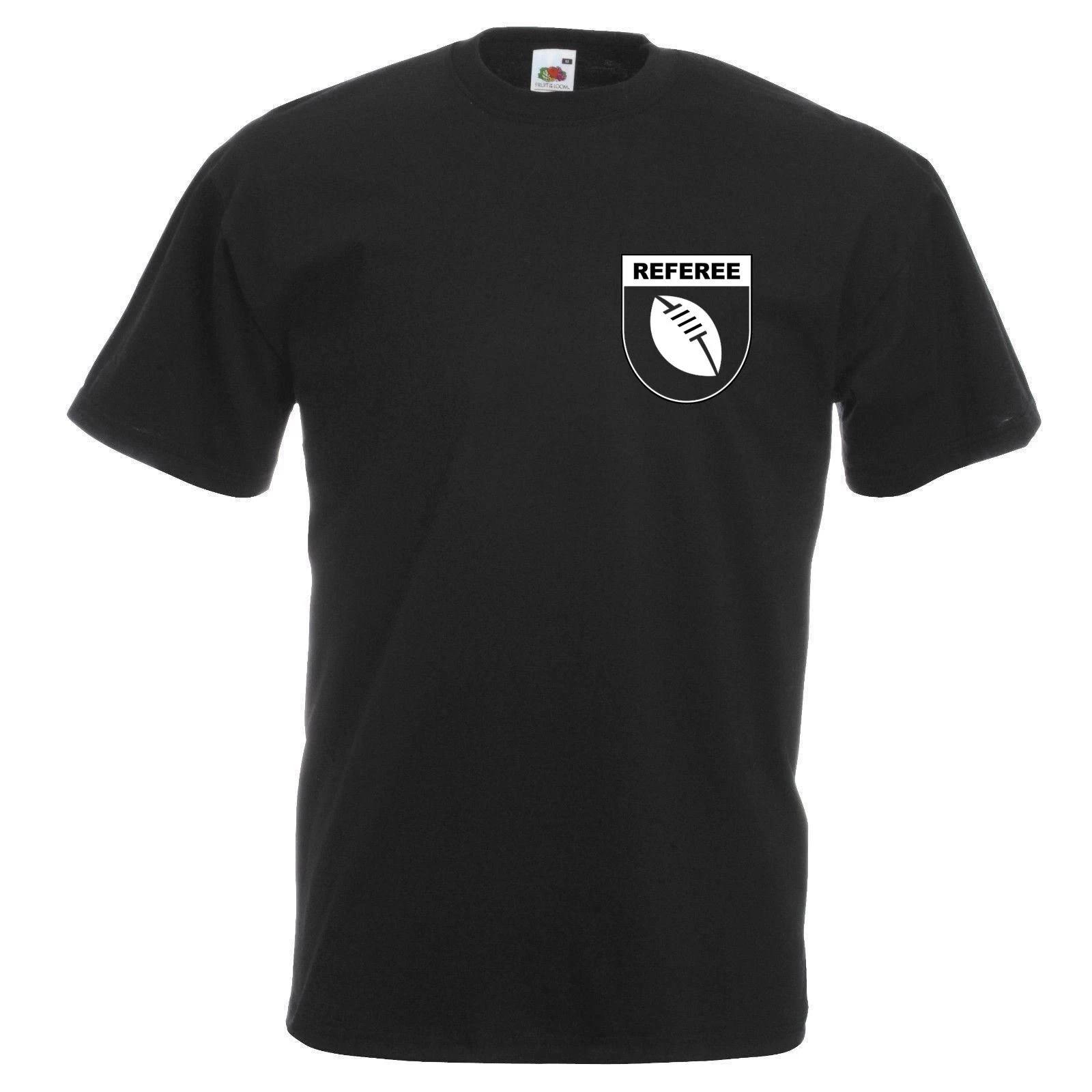 Mens Rugby Referee Sports Supporter Fan Unisex Black 100% Cotton T-shirt Mens Tees Top & FREE Whistle S