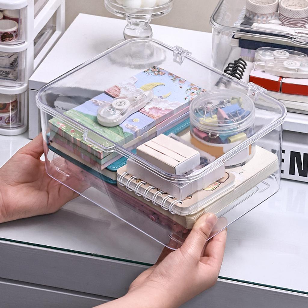 Plastic Storage Box, Covered Storage Box, Flip Top Desktop Storage Container, Office Supplies, Stationery, Cosmetics Storage