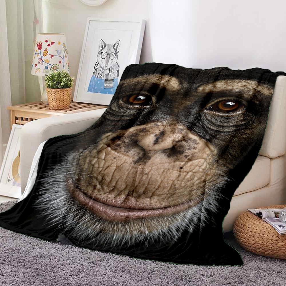 Chimpanzee Portrait Flannel Blanket Throw Blanket Soft Warm Sofa Bed Camping Car home Decor Unique Christmas Gift C9301837