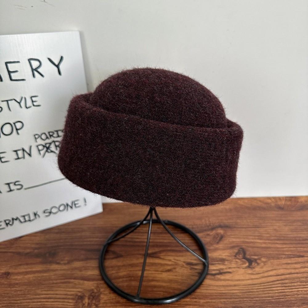 Skin-friendly Knitted Pillbox Hat Structured Fedora Hat Fashion Painter Hat  Dinner
