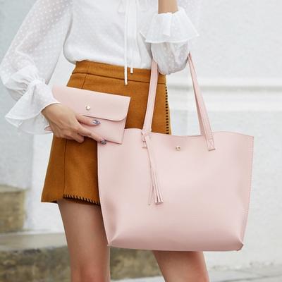 Bolsa Tote Feminina Cor Sólida Bolsa de Ombro Fecho Magnético Bolsa de Mão em Couro Sintético