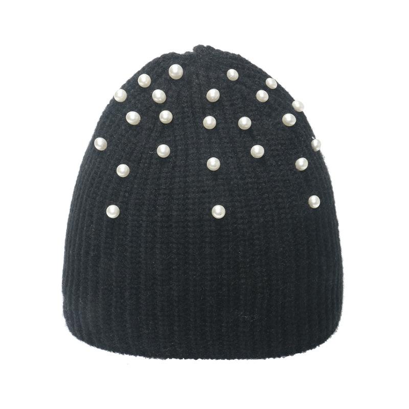 Japanese Solid Color Wool Hat Women's Autumn and Winter Warm Cold Hat Korean Version Casual Versatile Pearl Knitted Hat Ins Tide