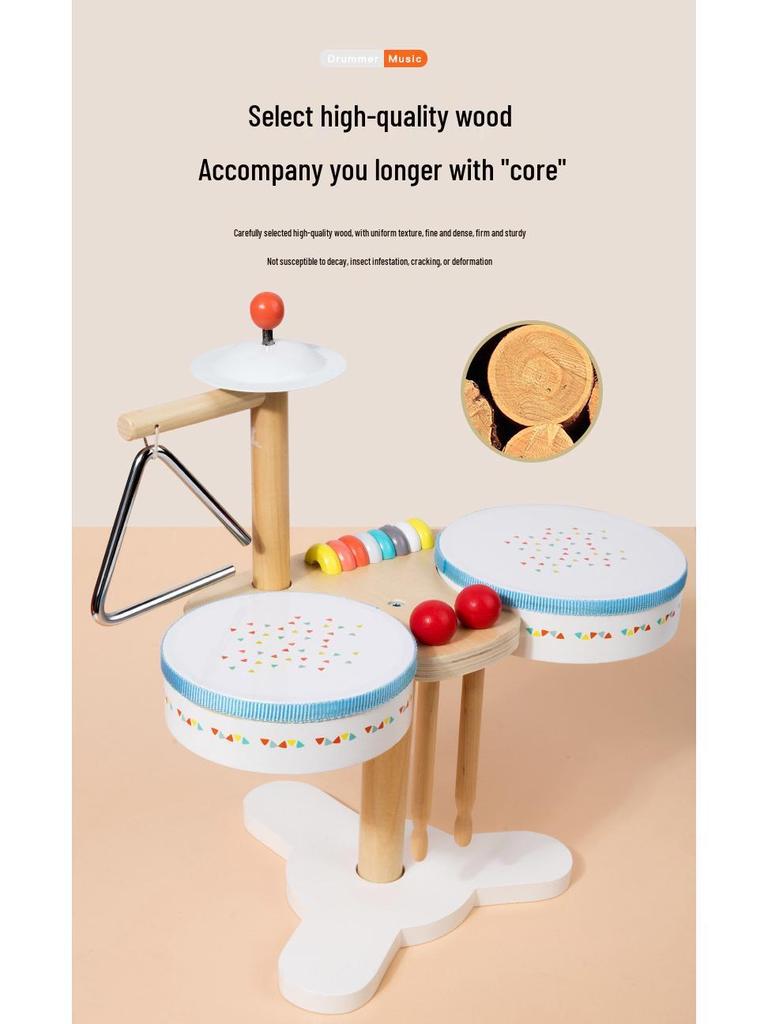 Montessori Wooden Multifunctional Drum Set for Kids - Cultivate Musical Talent with Five-Note Educational Toy
