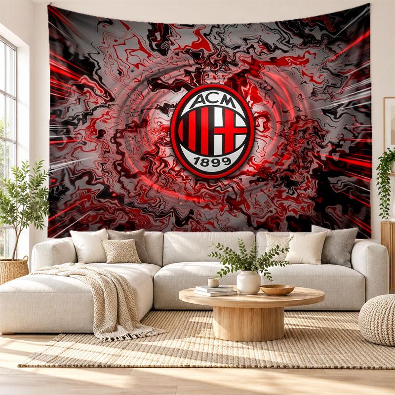 AC Milan Wall Tapestry, Soft Fabric Wall Hanging, Decorative Backdrop For Bedroom Home Wall Art