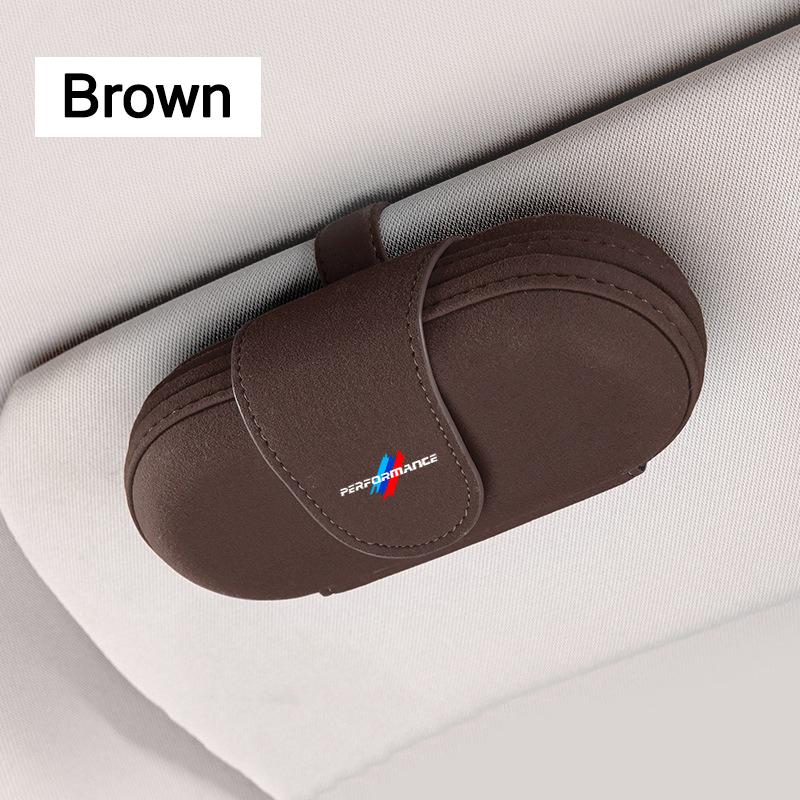 

leather Car sun visor glasses clip suede bracket Interior Accessories For BMW Performance X2 X3 X4 X5 X6 X7 5 Series G30 G20 G32 коричневий
